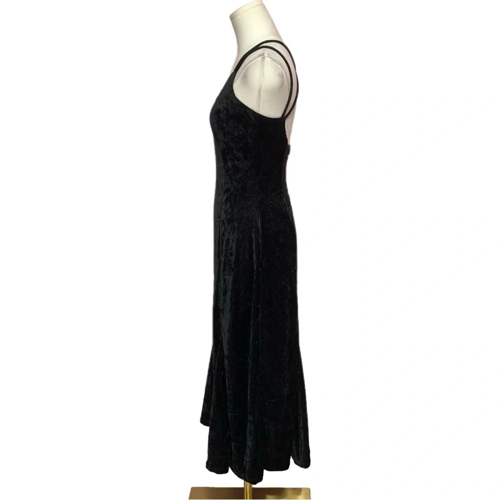 VTG 90’s Rampage Black Velvet Midi/Maxi Dress Sz 3 - Picture 2 of 8